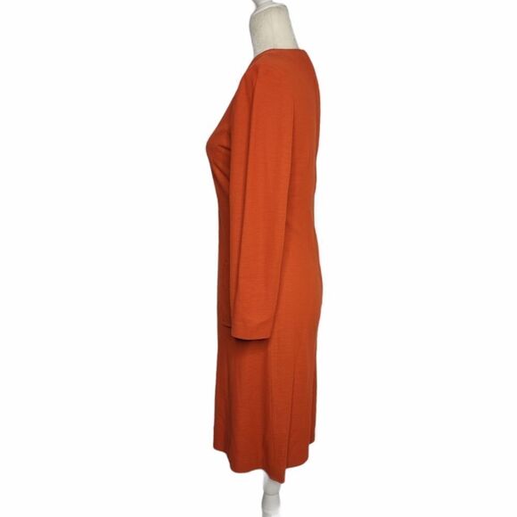 VINTAGE 60s dress orange long sleeve mod‎ sheath with pockets S - Picture 3 of 11